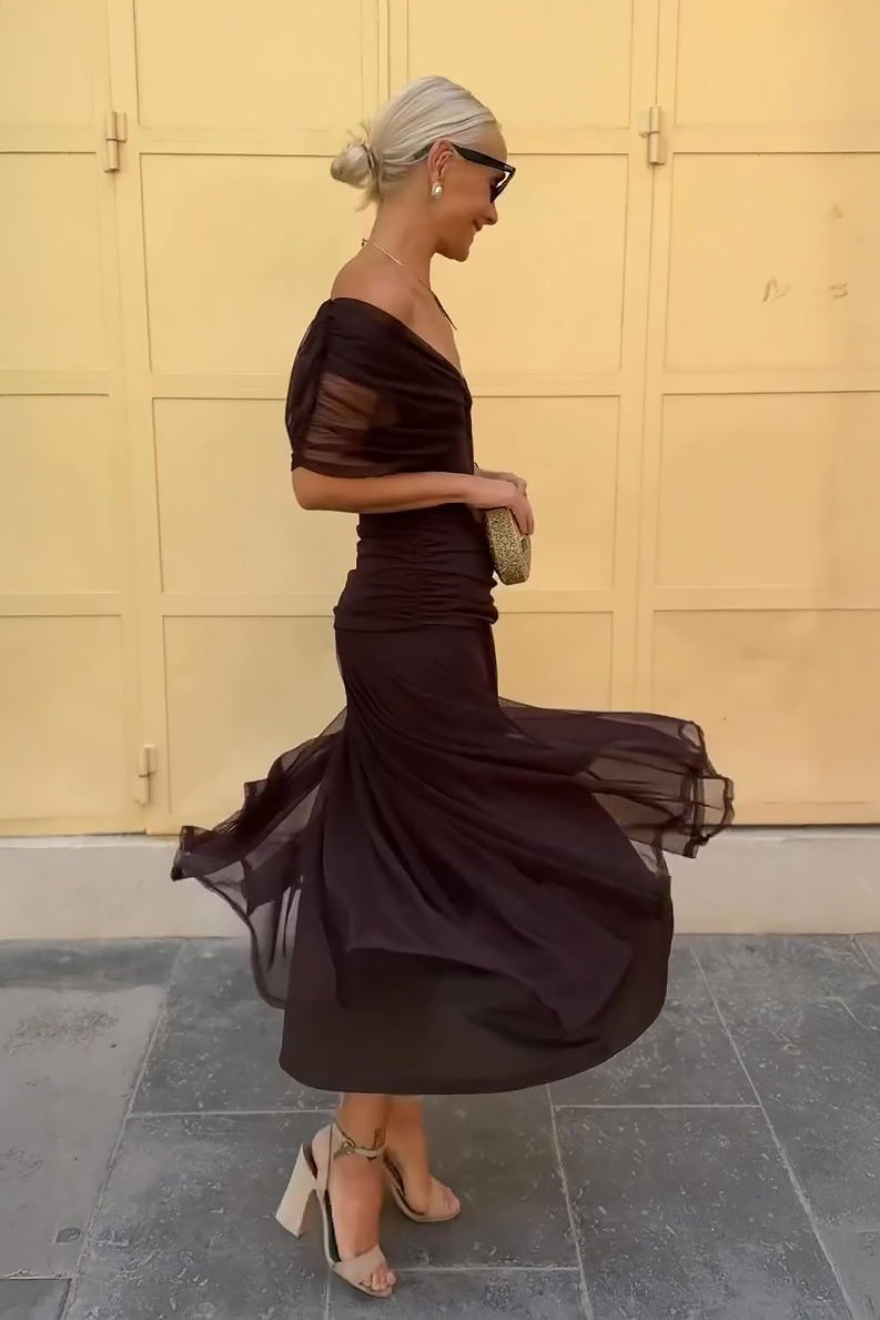 Formal Off Shoulder Midi Dress