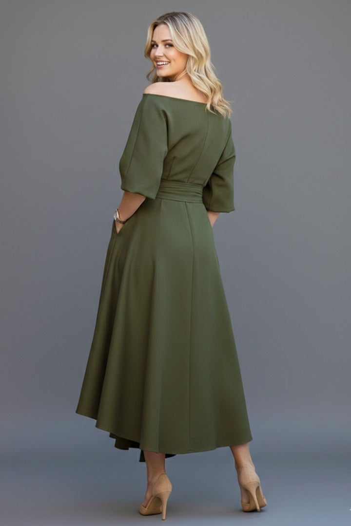Off Shoulder A Line Midi Dress