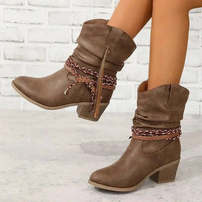 Western Heeled Ankle Boots