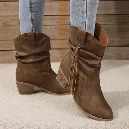 Western Heeled Ankle Boots