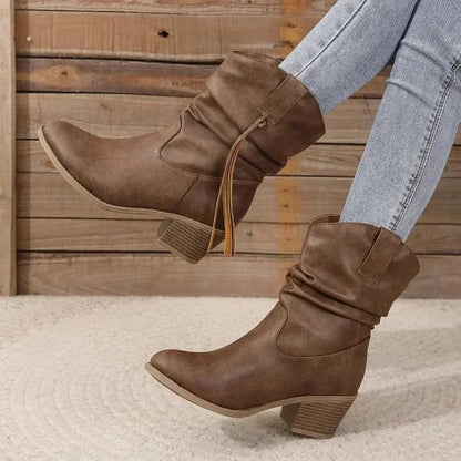 Western Heeled Ankle Boots