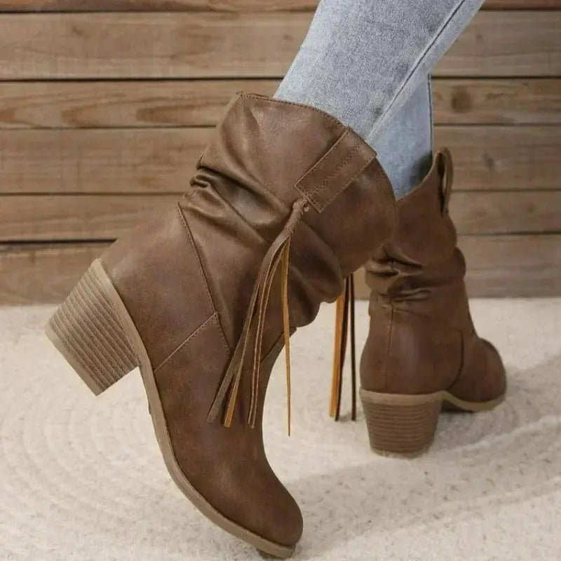 Western Heeled Ankle Boots