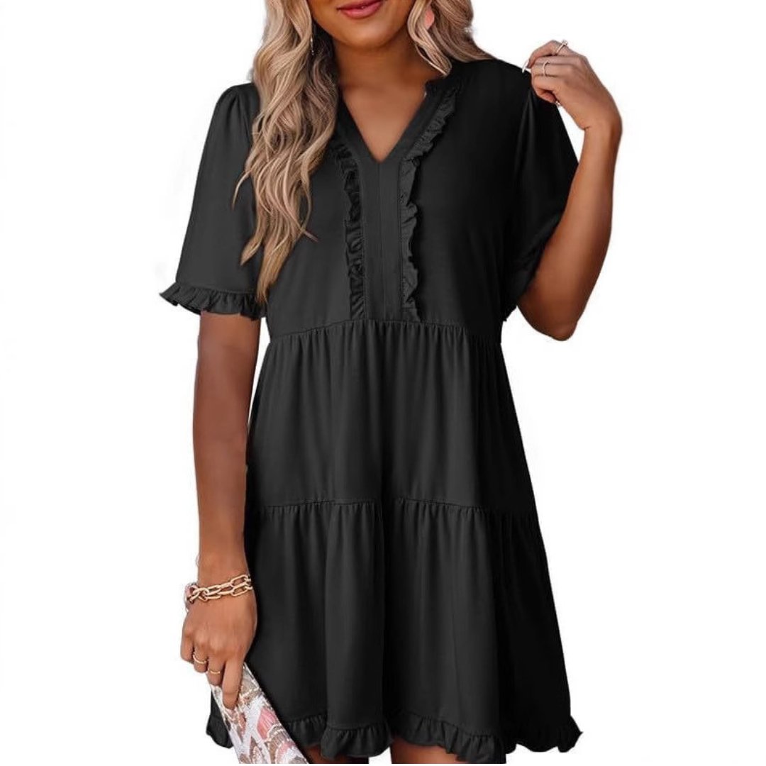 Women's Chiffon Mini Dress - Black