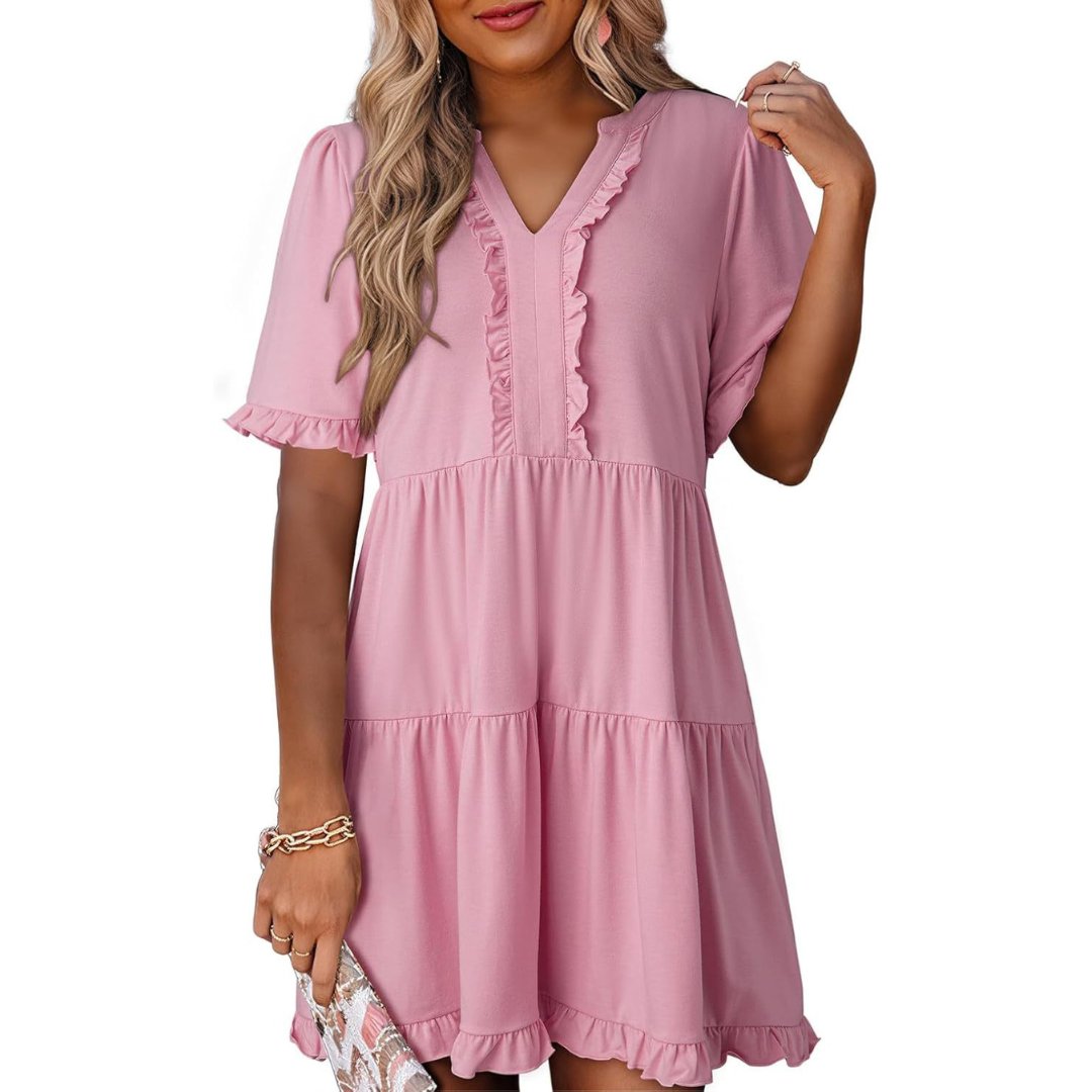 Women's Chiffon Mini Dress - Pink