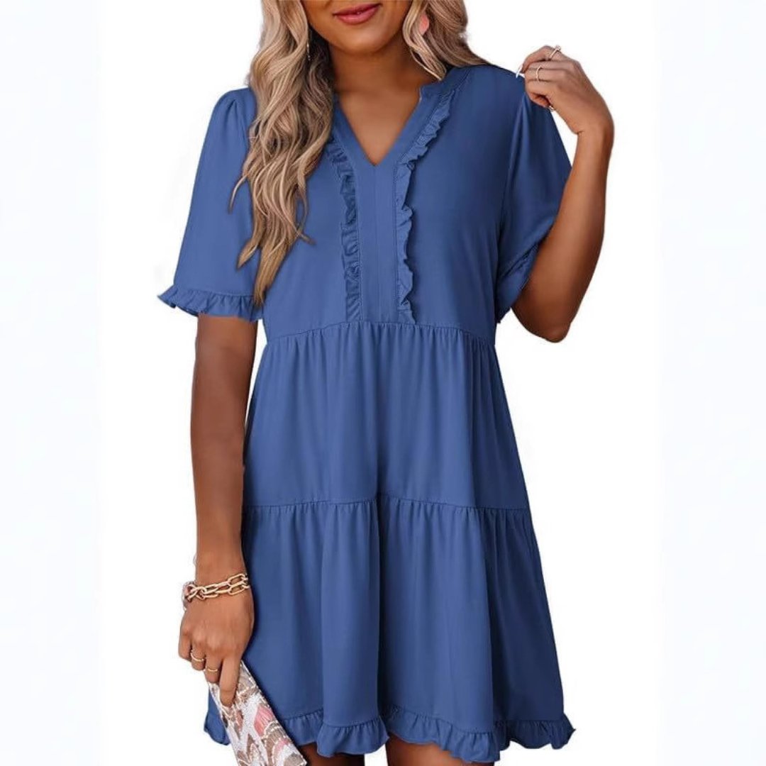 Women's Chiffon Mini Dress - Blue
