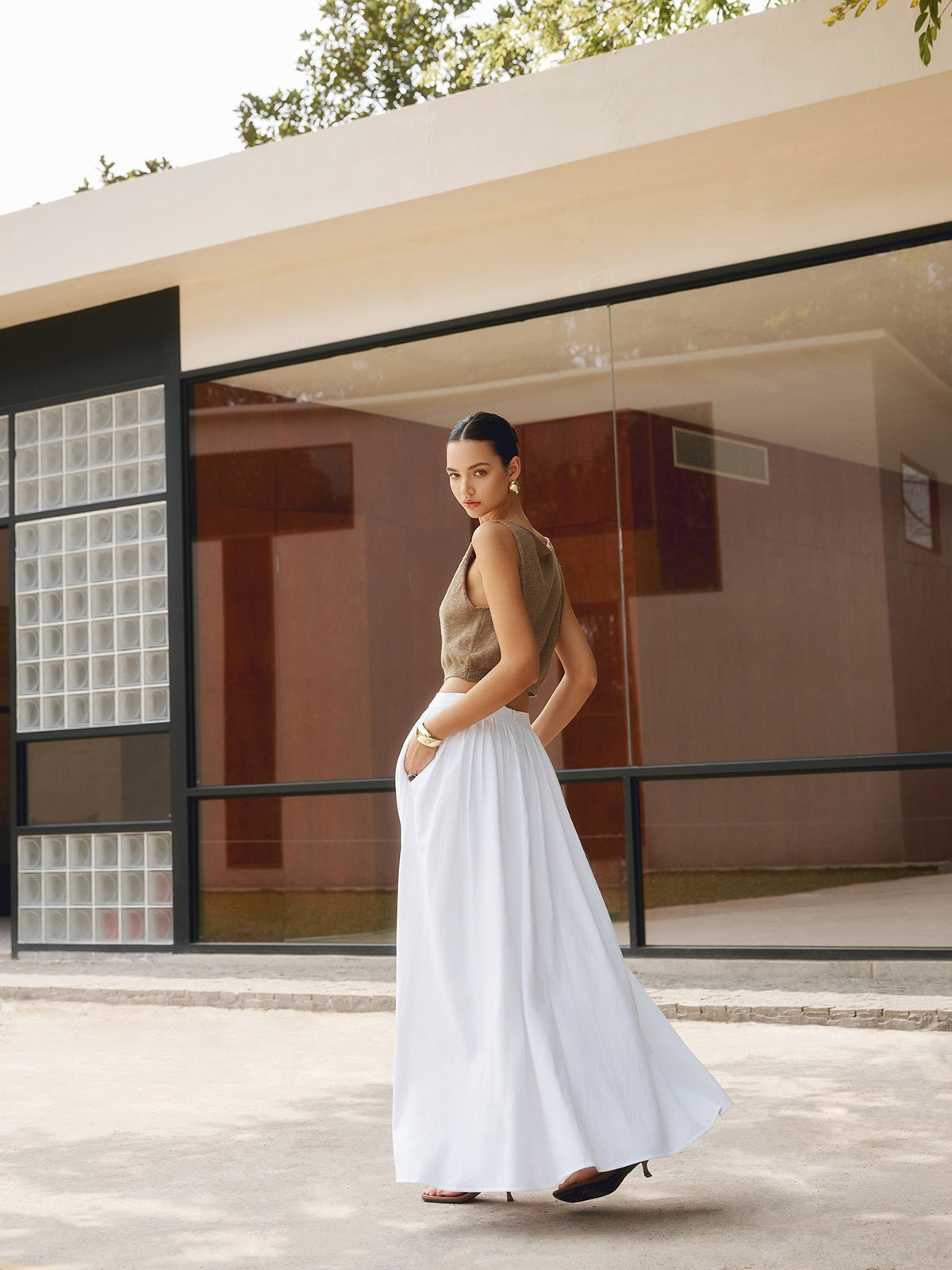 High Waisted Maxi Skirt