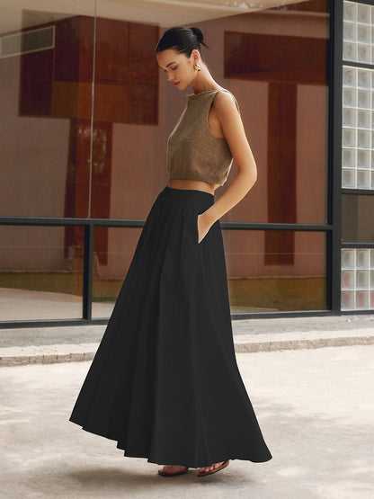 High Waisted Maxi Skirt - Black