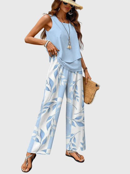 Vacation Wide Leg Two Piece Set