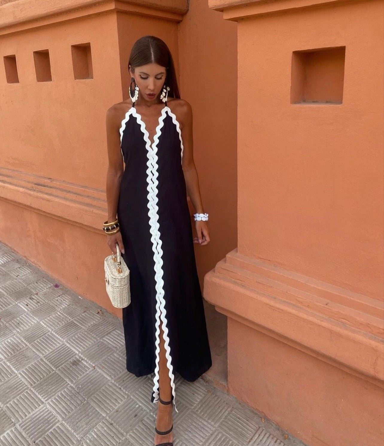 Vacation Halter Maxi Dress - Black
