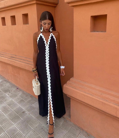Vacation Halter Maxi Dress - Black