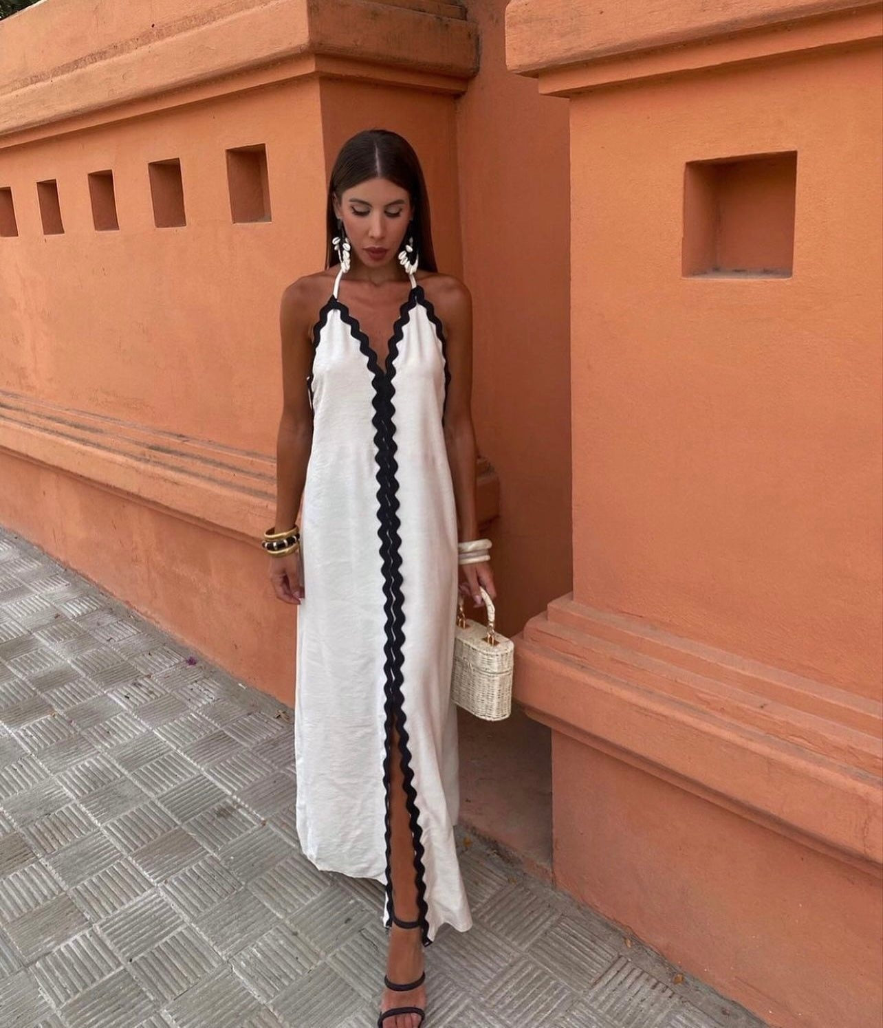 Vacation Halter Maxi Dress - White