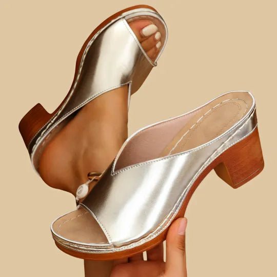 Women's Peep-Toe Platform Mules