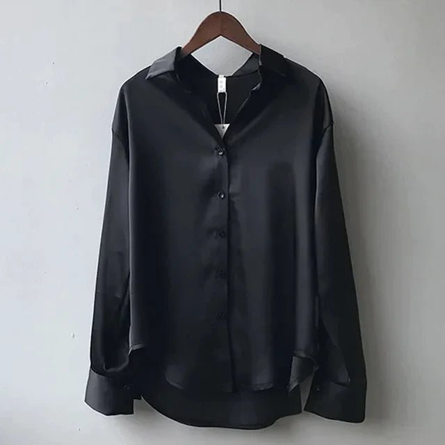Women's Satin Work Blouse - Black