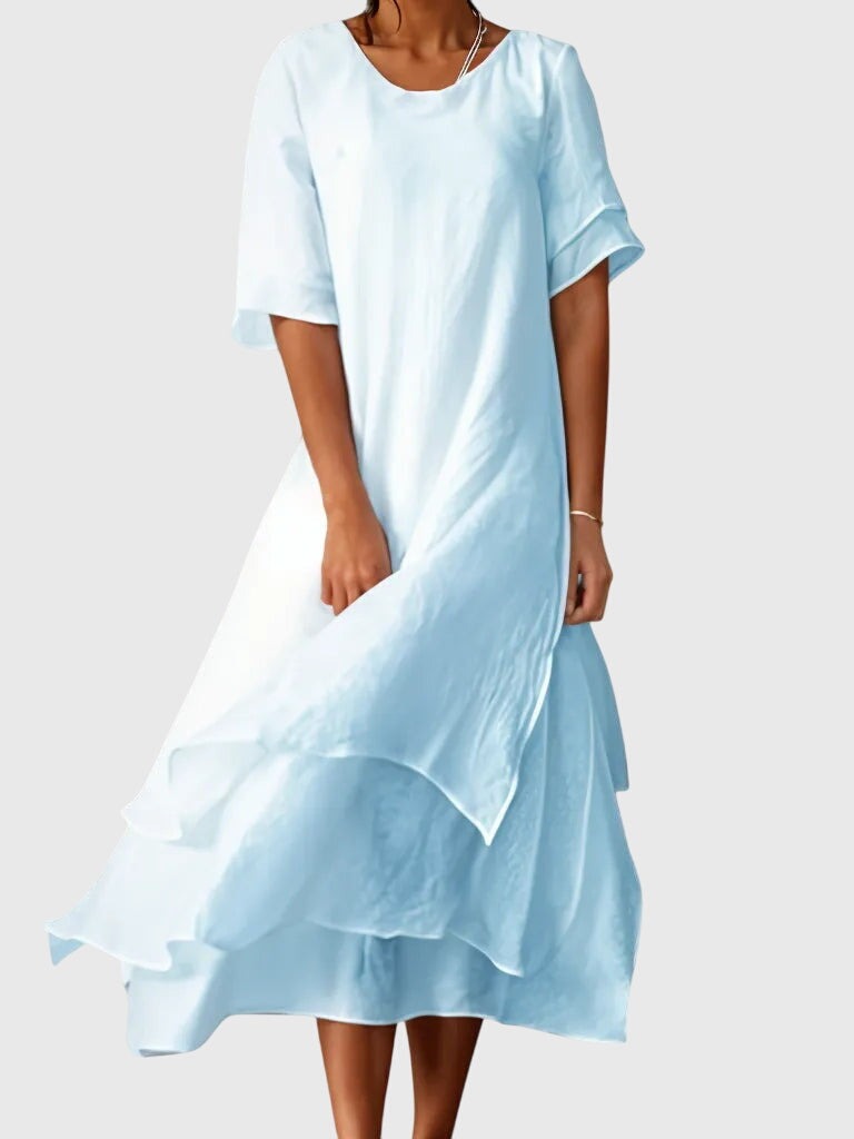 Tiered Ruffle Midi Dress - Blue