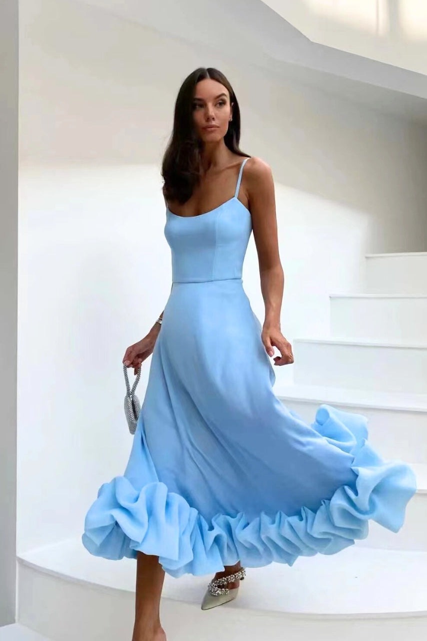 Formal A Line Midi Dress - Blue