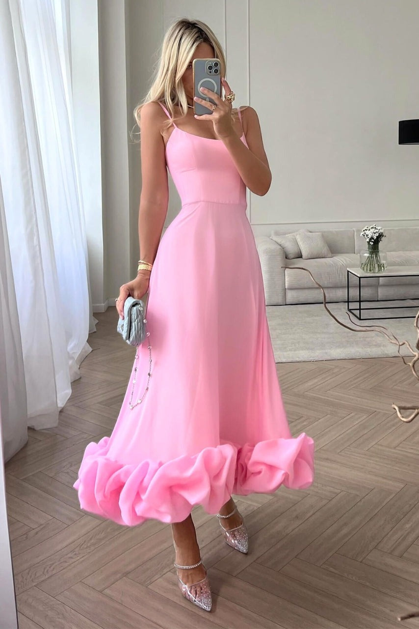 Formal A Line Midi Dress - Pink