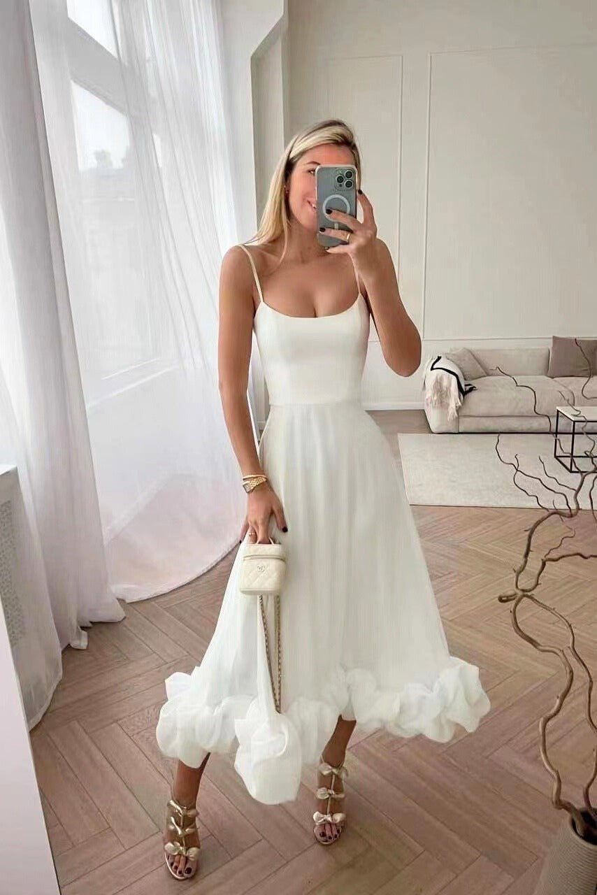 Formal A Line Midi Dress - White