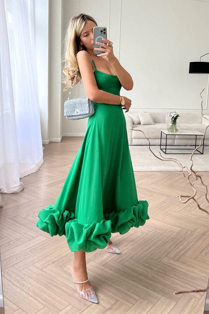 Formal A Line Midi Dress - Green