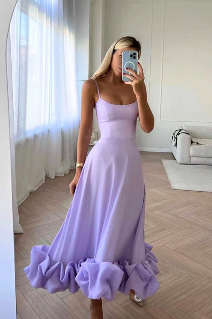 Formal A Line Midi Dress - Purple