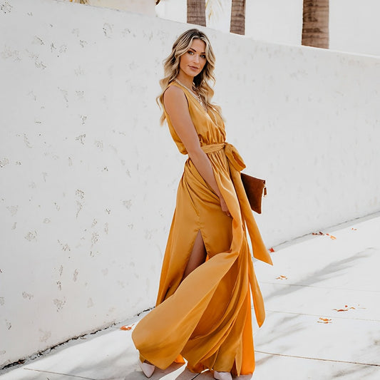 Wedding Guest Maxi Dress - Yellow