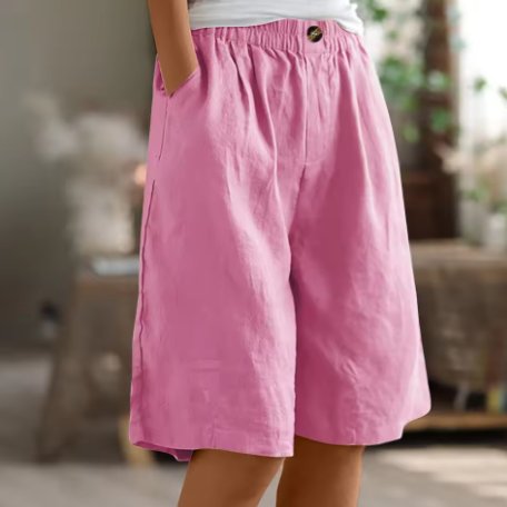 Women's Wide-Leg Bermuda Shorts - Pink