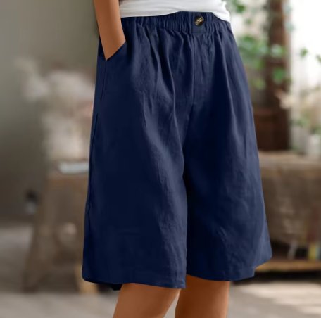 Women's Wide-Leg Bermuda Shorts - Navy Blue