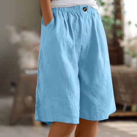 Women's Wide-Leg Bermuda Shorts - Light Blue