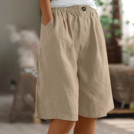 Women's Wide-Leg Bermuda Shorts - Khaki