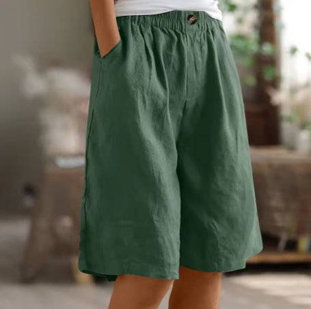 Women's Wide-Leg Bermuda Shorts - Green