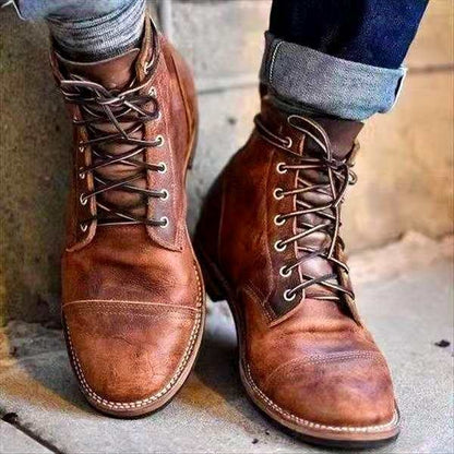 Lace Up Work Boots - Brown