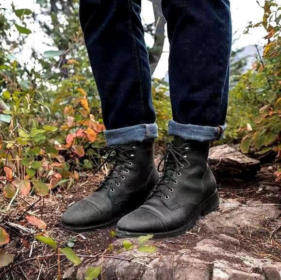 Lace Up Work Boots - Black