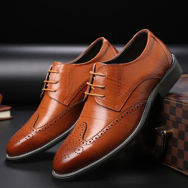 Men's Leather Wingtip Brogue Oxfords