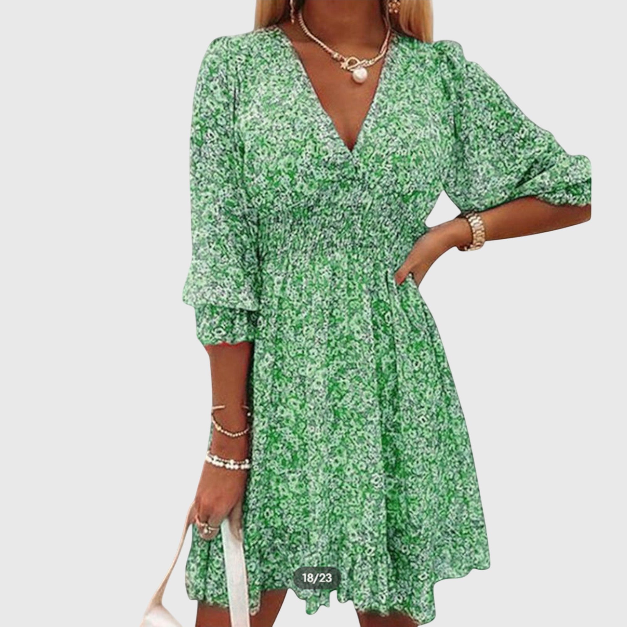 Women's Floral Mini Wrap Dress - Green