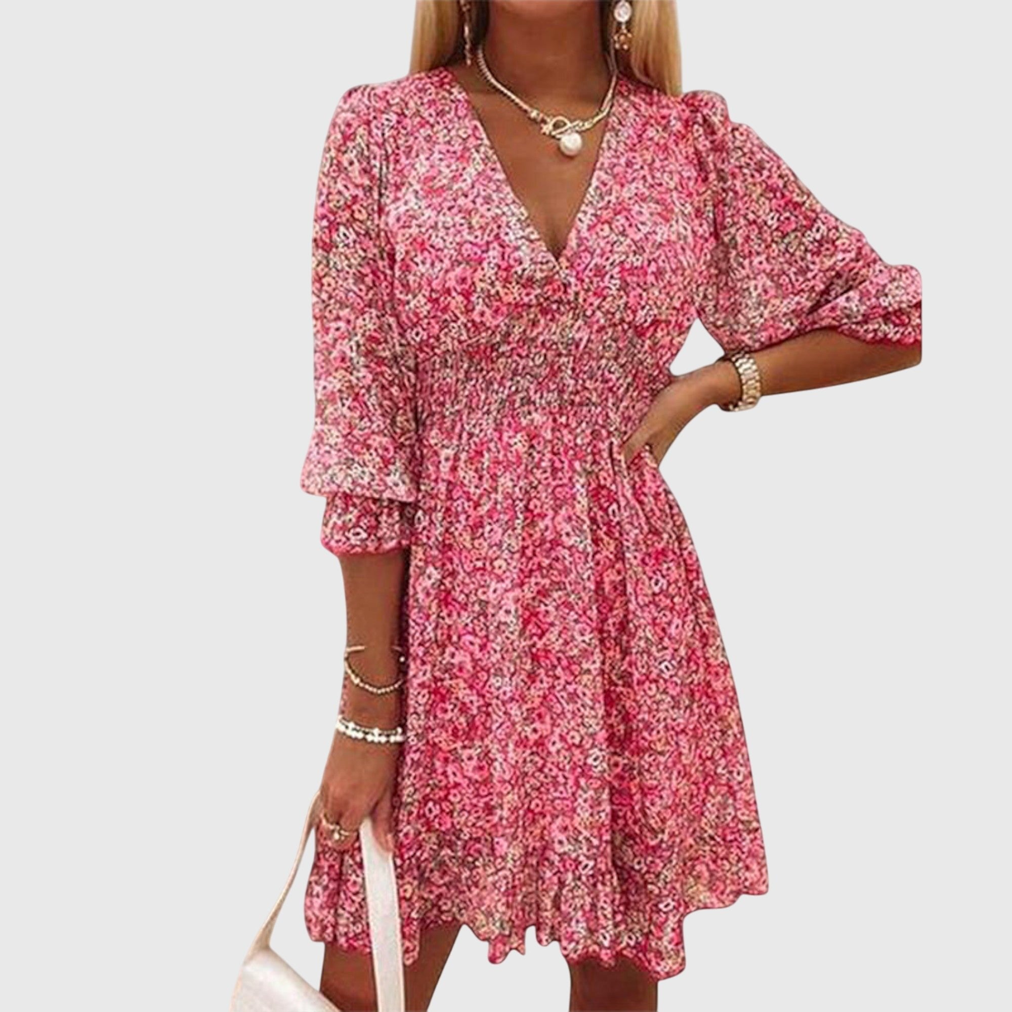 Women's Floral Mini Wrap Dress - Pink