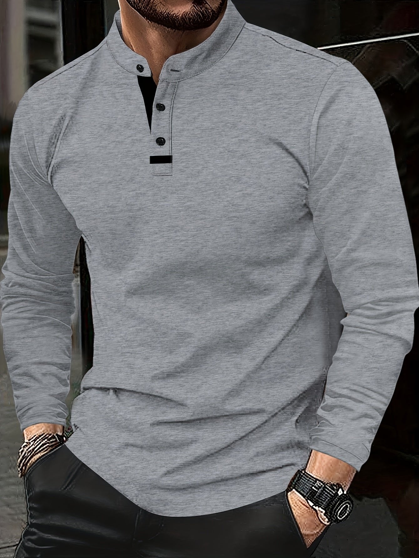 Men's Heathered Jersey Henley