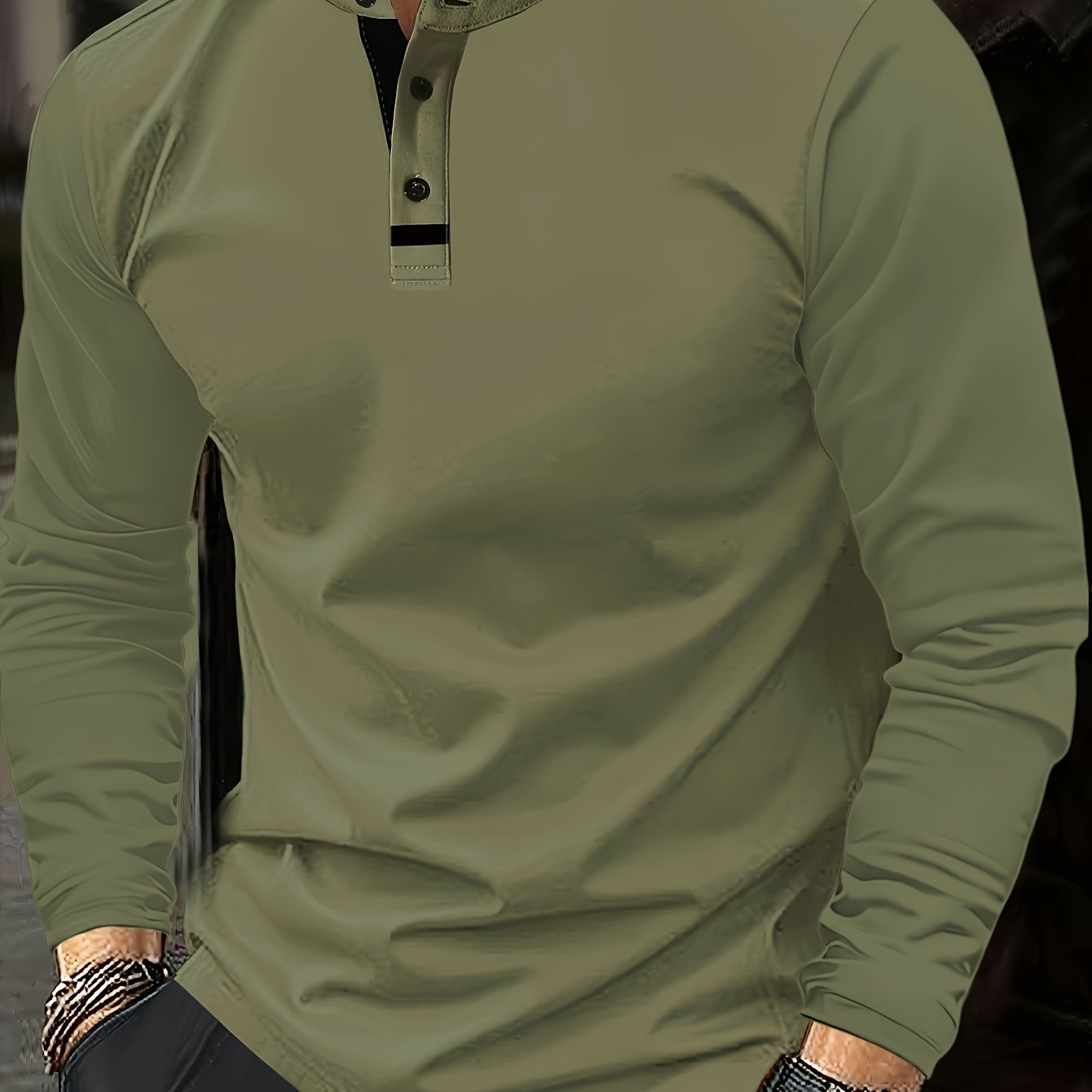 Men's Heathered Jersey Henley - Matcha