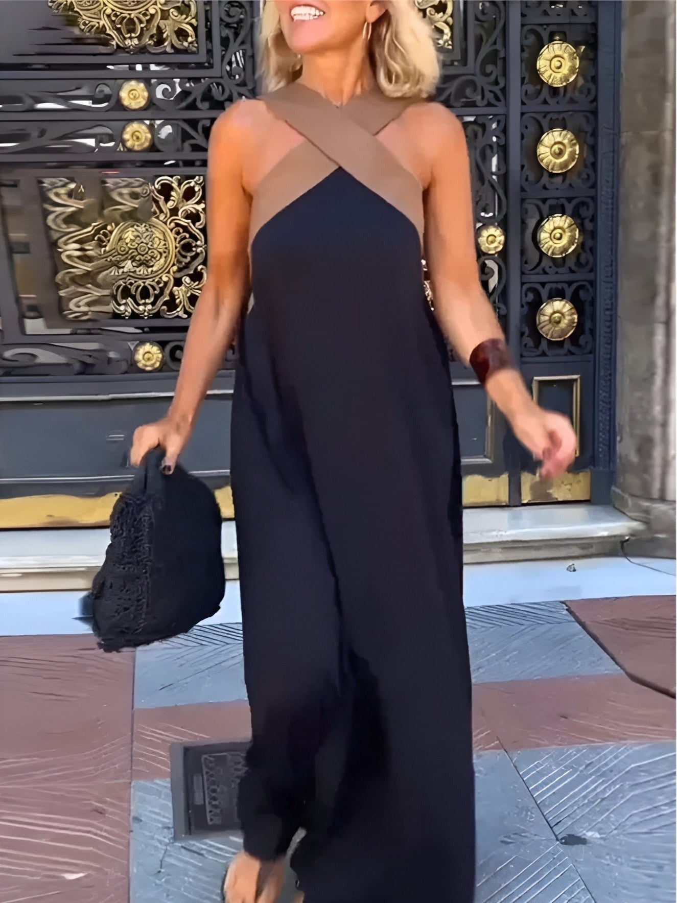 Vacation Halter Maxi Dress - Black