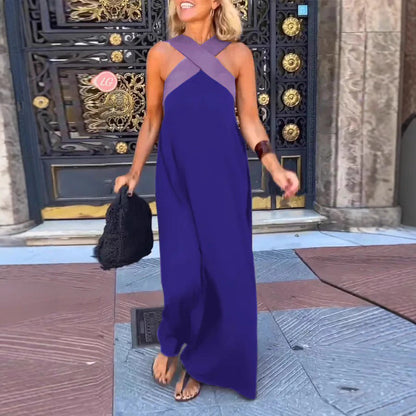 Vacation Halter Maxi Dress - Blue