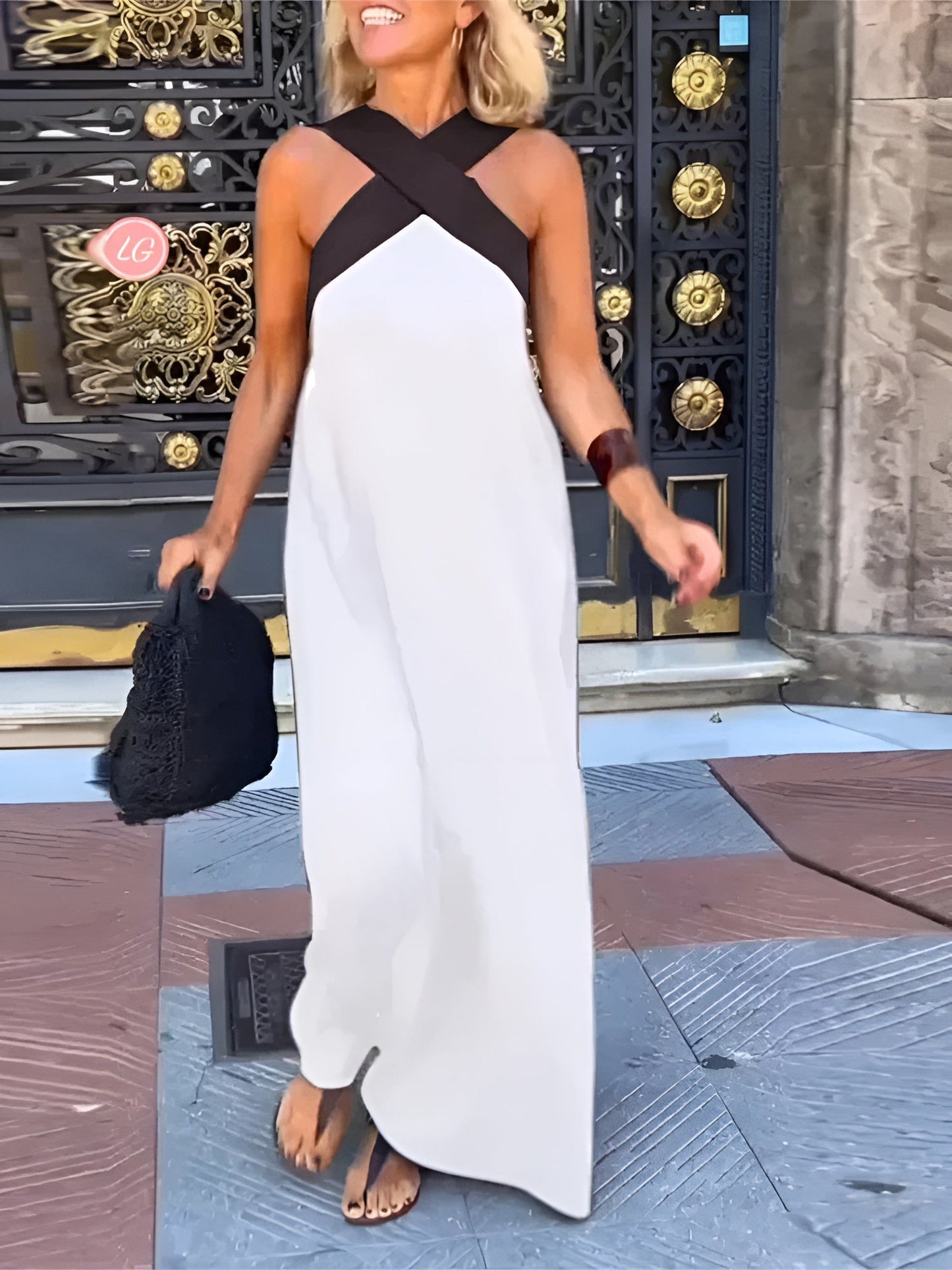 Vacation Halter Maxi Dress - White