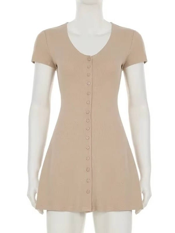 Women's Mini Knit V-Neck Dress