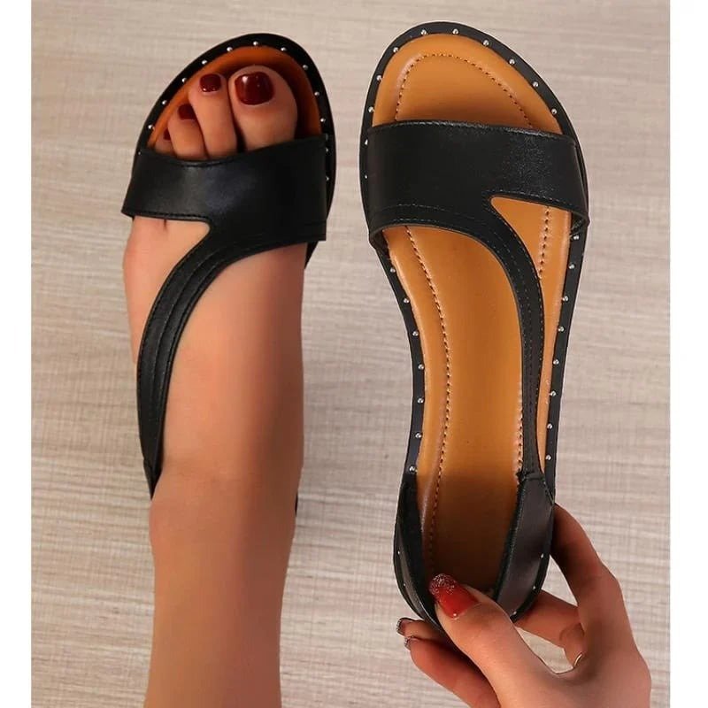 Women's Peep-Toe Slingback Sandals - Black