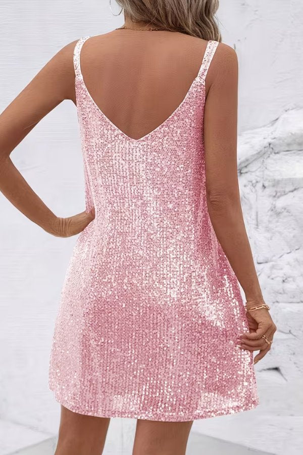 Women's Sequin V-Neck Mini Dress