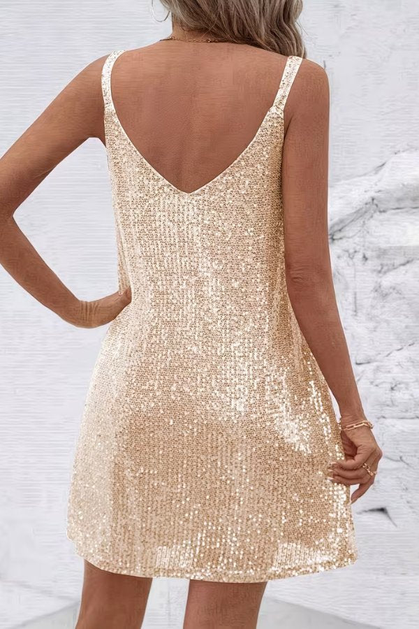 Women's Sequin V-Neck Mini Dress