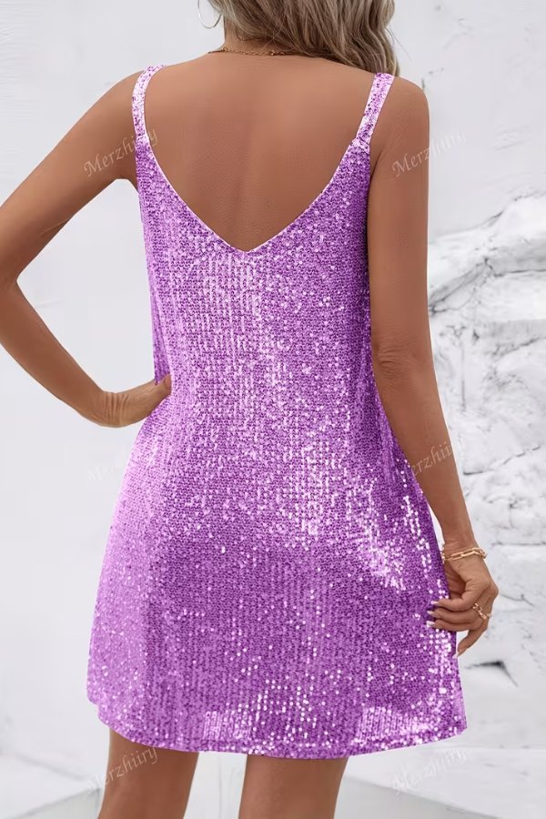 Women's Sequin V-Neck Mini Dress