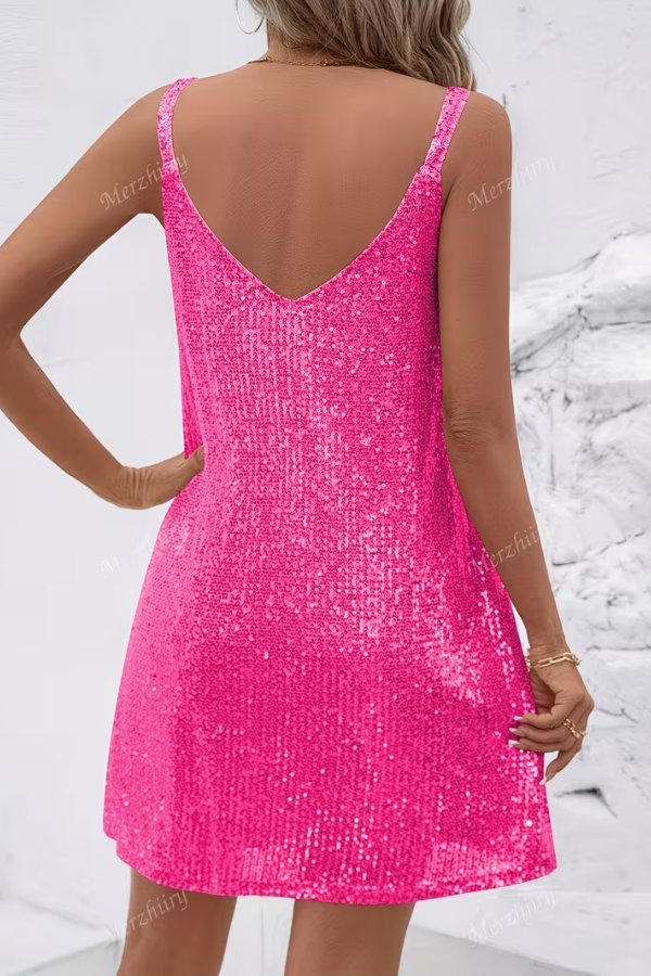 Women's Sequin V-Neck Mini Dress