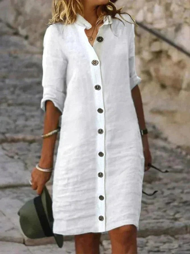 Casual Shirt Mini Dress - White