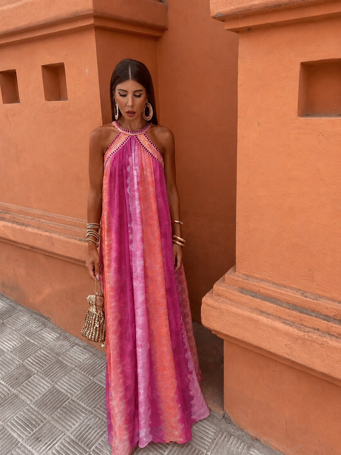 Tie Dye Halter Maxi Dress