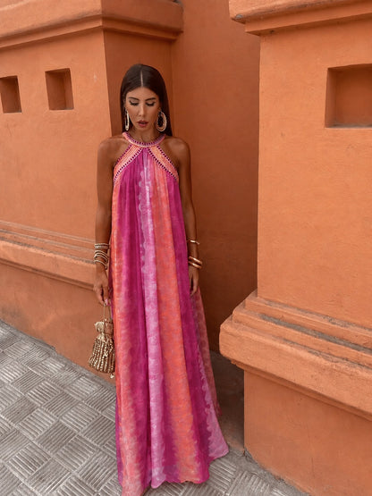 Tie Dye Halter Maxi Dress