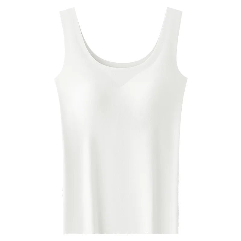 Women's V-Neck Satin Tank Top - White