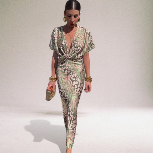 Wedding Guest Wrap Maxi Dress - Light Green